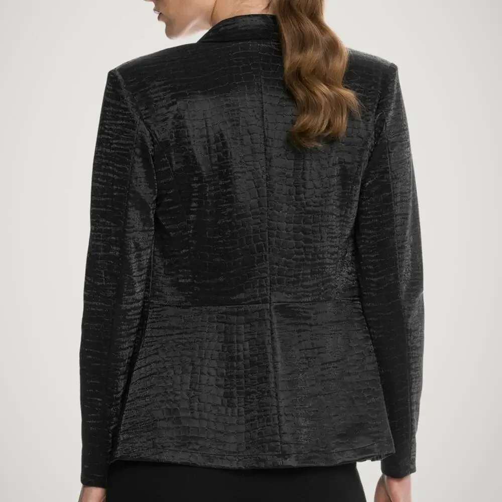 Wolford Black Croco fitted 3 button Blazer In size 6